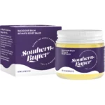 Product photo of Southern Butter  Backdoor Balm, a large clear tub of balm with a white lid